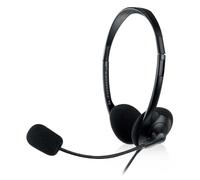 Ewent EW3568 - Auricolari con Microfono USB - Ideale per Videochiamate, Giochi e Musica - Archetto Regolabile - Con Sistema Plug&Play - Cavo Extra Lungo - Colore Nero