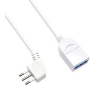 Ewent EW3800 - Prolunga elettrica bianca 3mt, spina Italiana 10A 90° salvaspazio, presa cavo H05VV-F 3x0,75mm2 con protezione bambini