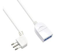 Ewent EW3802 - Prolunga elettrica 5mt, spina Italiana 10A 90° salvaspazio, presa italiana 10A, cavo H05VV-F 3x0,75mm2, presa con protezione bambini, Bianco