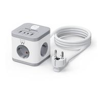 Ewent Multipresa da scrivania EW38 – 3 prese Schuko, 2 porte Type-C, 2 porte USB