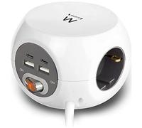Ewent EW3957 Multipresa Cubic 3 Prese Schuko + 2 Porte USB-C + 2 Porte USB 3,4A 17W