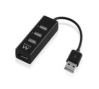 Ewent - Hub con 4 Porte USB 2.0 480 Mbps - Compatibile con Windows PC, Notebook, Ultrabook, MacBook, TV Box - Cavo da 12 cm