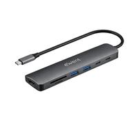 Ewent Hub USB-C 7 in 1 con HDMI 4K 60Hz, Hub USB 3.2 Gen1, Ricarica PD 100W, 2 USB-A, USB-C Dati, Lettore SD/TF, Adattatore Multiporta Docking Station per Laptop Tablet MacBook e Smartphone