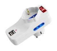 Ciabatta Multipresa con USB,Multipresa Elettrica con 1 Schuko e 2 Prese 10A/16A,Multipresa da Scrivania con Interruttore On/Off,Ciabatta Multipresa con 2 Prese USB,Ciabatta Multipresa Piatta 16A,1500W