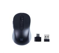Ewent Mouse Wireless 2.4 GHz USB-A tasti silenziosi e adattatore Type-C