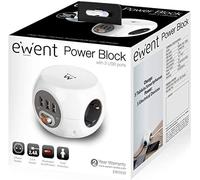 EWENT MULTIPRESA CUBO 3 POSTI CON CARICATORE USB WHITE EW3939 NEW