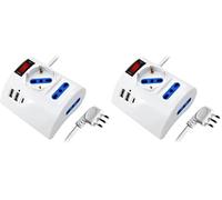 Ewent Multipresa da scrivania/tavolo con 3 Prese 10/16A e 2 porte USB-A e 1 porta USB-C, Interruttore ON/OFF, 3500W, Protezione da Sovraccarico,Spina IT10A e cavo da 2mt,Bianca, 3 prese (2ITA/Schuko)