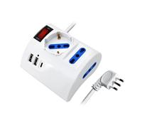 Ewent Multipresa da scrivania/tavolo con 3 Prese 10/16A e 2 porte USB-A e 1 porta USB-C, Interruttore ON/OFF, 3500W, Protezione da Sovraccarico,Spina IT10A e cavo da 2mt,Bianca, 3 prese (2ITA/Schuko)