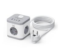 Ewent Multipresa Elettrica 7-in-1, Presa Multipla Cubo 3680W con 2 Prese USB-C e 2 Prese USB e 3 Prese Schuko, Ciabatta Multipresa Schuko 16A con Interruttore, Cavo 1.5m, per Elettrodomestici e Phone