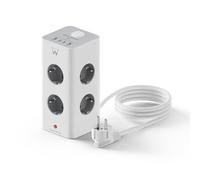 Ewent Multipresa Verticale a Torre 12-in-1 (3680W/16A); Presa Multipla con 8 Schuko,2 USB-C e 2 USB-A;Con Iinterruttore Luminoso; Protezione Sovratensione;Cavo 2m; Per Elettrodomestici,Casa,Ufficio
