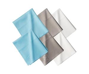 Ewent Panni di Pulizia in Microfibra, per la Pulizia di tutti gli Schermi LCD/LED, Tablet, Occhiali, Lenti, Telecamere, Cellulari, Panno Microfibra Schermo 6 pz 15x18cm Bianchi/Grigi/Blu