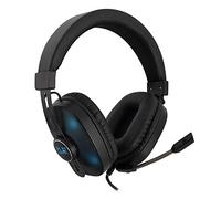 Ewent PL3321|Cuffia Gaming con Microfono Regolabile|Illuminazione RGB|Adattatore Jack da 3.5 mm|Cavo lungo 1.5 M|Cuffie Over-ear|Cuffie da gioco per PS4-PS5/Xbox One-Xbox X/Switch/PC/Mac|Nero,Blu
