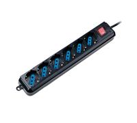 EWENT Prolunga Elettrica Multipla 6 Prese Tipo L 1,8 m Nero