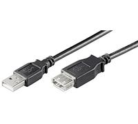 Ewent Cavo USB 2.0 Tipo A/Maschio a A/Femmina, Doppia Schermatura AWG 28 in Rame, Rata di Trasferimento fino a 480Mbit, 1,8m, Nero