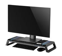 Ewent Supporto per Monitor RGB, Supporto Regolabile per Schermo, Pieghevole con Cassetto Portaoggetti, Supporto Smartphone e Tablet + 4 Porte USB 3.2Gen1, Rialzo per Monitor per PC/Laptop/iMac, Nero