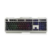 Ewent - Tastiera Gaming Play - QWERTY Layout Tedesco - Iluminazione LED 3 Aree di Colore con Effetto Respirazione - Tastiera Ergonomica Metallica - Anti-Ghosting - Cavo USB di Nylon