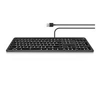 Ewent Tastiera retroilluminata a LED EW3268, cablata USB, dimensioni standard, caratteri grandi, layout QWERTY italiano, nero/grigio