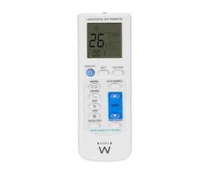 Ewent Telecomando Universale Condizionatore con Supporto a Muro, Compatibile 1000+ Modelli Daikin LG Samsung Mitsubishi Panasonic, Display LCD Retroilluminato, Timer e Controllo Completo