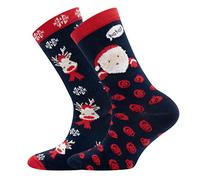 EWERS 2 confezioni di calzini natalizi con motivo - Renna Babbo, 2 paia di calzini natalizi per bambini ragazze ragazzi, in cotone, MADE IN GERMANY, taglia 31-34