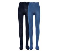EWERS 2-Pack Collant per Bambini a Tinta Unita, Blu, Doppia Confezione di Collant in Cotone per Bambine e Bambini, Made in Europe, Taglia 92-98