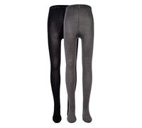 EWERS 2-pack collant per bambini a tinta unita, nero e grigio, doppia confezione di collant in cotone per bambine e bambini, MADE IN EUROPE, taglia 134-146