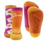 EWERS 2 paia di calzini per bambini con suola in gomma antiscivolo - motivo pulcino e uovo, calzini antiscivolo, MADE IN GERMANY, taglia 29-30