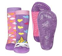 EWERS 2 Paia Ragazze e Bambine calzini antiscivolo cotone calzini, ragazza calzini antiscivolo per Bambina Piccola, motivo unicorno, made in Europe, taglia 25-26