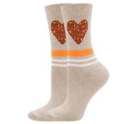 EWERS Calzino 'Herz' beige scuro / arancione neon / arancione scuro / offwhite Donna EWERS 39-42 beige scuro / arancione neon / arancione scuro / offwhite