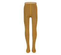 Ewers Collant per bambini e bambine, a costine, made in Europa, collant in cotone, tinta unita Basic, miele, 74 cm