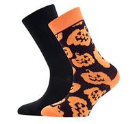 EWERS confezione da 2 calzini Halloween,calzini con motivo a zucca, MADE IN GERMANY, 2 paia di calzini antiscivolo per bambini, taglia 31-34