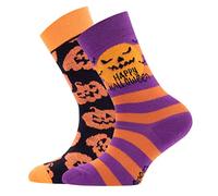 EWERS confezione da 2 calzini Halloween, calzini con motivo pipistrello/fantasma, MADE IN GERMANY, 2 paia di calzini antiscivolo per bambini, taglia 31-34