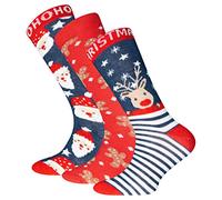 EWERS confezione da 3 calzini natalizi con motivo - Renna Babbo Natale Omino di pan di zenzero, 3 paia di calzini natalizi per bambini signore uomini, cotone, MADE IN GERMANY, taglia 31-34