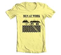 ewewerdrERA Men at Work T-Shirt - Business As Usual Retro 80s Design Graphic Tee Yellow S