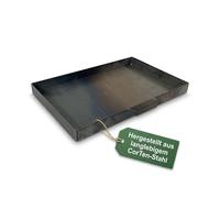 EWH Aschekasten per barbecue in acciaio CorTen con finitura ossidata nobile (60 x 40 cm) Contenitore per cenere/vano per la cenere per barbecue da esterno Camino esterno