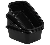 Ewingger Set di 3 bacinelle rettangolari in plastica, 15 l, colore: nero