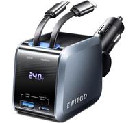 EWITGO Caricabatteria da auto retrattile, accessori per auto, 72 W, ricarica rapida USB C, caricabatterie da auto con cavi retrattili da 1,2 m e 2 porte, per iPhone 16, 15, 14, 13, 12, Samsung, ecc