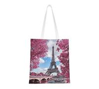 EWMAR La borsa della spesa portatile in tela con stampa pavone è adatta per lo shopping, il lavoro, la scuola e i viaggi quotidiani, Torre Eiffel in stile vintage Parigi, Taglia unica