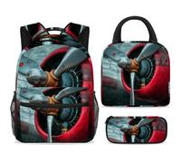 ewndhtse Set di 3 zaini per la scuola con borsa per il pranzo e astuccio, set da 3 pezzi, zaino da viaggio, zaino casual per adolescenti, ragazze, ragazzi, primaria, junior, media, elica a getto aereo