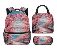 ewndhtse Set di 3 zaini per la scuola con borsa per il pranzo e astuccio, set da 3 pezzi, zaino da viaggio, zaino casual per adolescenti, ragazze, ragazzi, primaria, junior, media, campagna, con