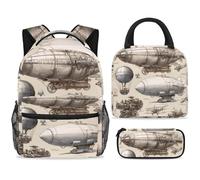 ewndhtse Set di 3 zaini per la scuola con borsa per il pranzo e astuccio, set da 3 pezzi, zaino da viaggio, zaino casual per adolescenti, ragazze, ragazzi, primaria, junior, mezzo, trasporto aereo