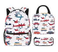 ewndhtse Set di 3 zaini per la scuola con borsa per il pranzo e astuccio, set da 3 pezzi, zaino da viaggio, zaino casual per adolescenti, ragazze, ragazzi, primaria, junior, mezzo, autobus, auto