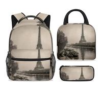 ewndhtse Set di zaino per la scuola con borsa per il pranzo e astuccio, set da 3 pezzi, zaino da viaggio, zaino casual per adolescenti, ragazze, ragazzi, primaria, junior, media, retrò, vecchia barca