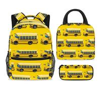 ewndhtse Set di zaino per la scuola con borsa per il pranzo e astuccio, set da 3 pezzi, zaino da viaggio, zaino casual per adolescenti, ragazze, ragazzi, primaria, junior, media, fila di scuolabus
