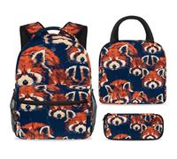 ewndhtse Set di zaino per la scuola con borsa per il pranzo e astuccio, set da 3 pezzi, zaino da viaggio, zaino casual per adolescenti, ragazze, ragazzi, primaria, junior, media, con simpatici animali