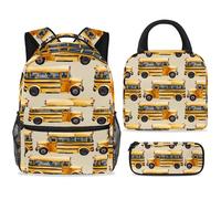 ewndhtse Set di zaino per la scuola con borsa per il pranzo e astuccio, set da 3 pezzi, zaino da viaggio, zaino casual per adolescenti, ragazze, ragazzi, primaria, junior, media, fila di scuolabus