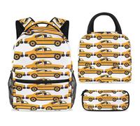 ewndhtse Set di zaino per la scuola con borsa per il pranzo e astuccio, set da 3 pezzi, zaino da viaggio, zaino casual per adolescenti, ragazze, ragazzi, primaria, junior, media, taxi auto senza