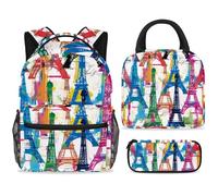 ewndhtse Set di zaino per la scuola con borsa per il pranzo e astuccio, set da 3 pezzi, zaino da viaggio, zaino casual per adolescenti, ragazze, ragazzi, primaria, media, grunge, pittura colorata