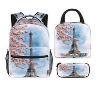 ewndhtse Set di zaino per la scuola con borsa per il pranzo e astuccio, set da 3 pezzi, zaino da viaggio, zaino casual per adolescenti, ragazze, ragazzi, primaria, junior, medio, acquerello, primavera