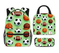 ewndhtse Set di zaino per la scuola con borsa per il pranzo e astuccio, set da 3 pezzi, zaino da viaggio, zaino casual per adolescenti, ragazze, ragazzi, primaria, junior, media, baseball, rugby