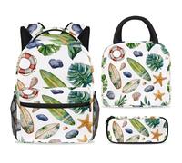 ewndhtse Set di zaino per la scuola con borsa per il pranzo e astuccio, set da 3 pezzi, zaino da viaggio, zaino casual per adolescenti, ragazze, ragazzi, primaria, junior, mezza estate, vacanze